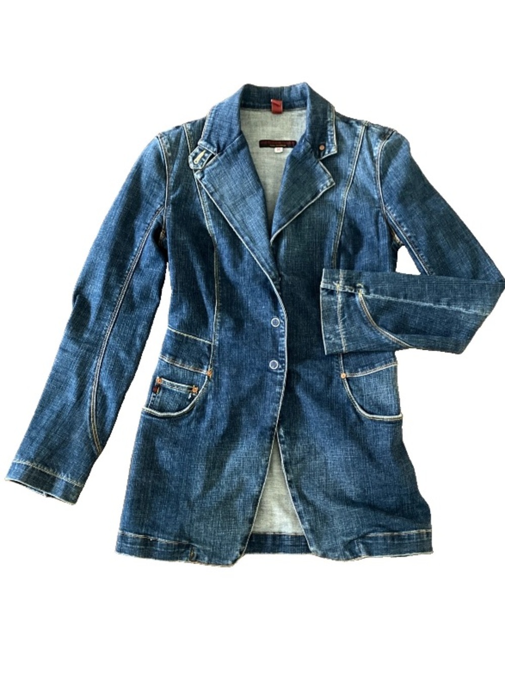 Vintage AG Adriano Goldschmeid J30 Stretch Denim Jean Jacket Blazer Coat Medium.
